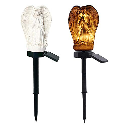 Okngr Garden Solar Lights Outdoor Decorative  Angel LED Solar Stake Light Waterproof Solar Path Lights for Outdoor Path Yard Lawn Patio Cemetery