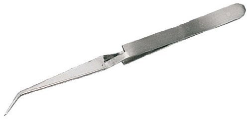 ToolUSA 6.5 inch Cross Lock 45 Degree Curved End Stainless Steel Tweezers  S1-18567-Z02   -Pack of 2 Pcs-