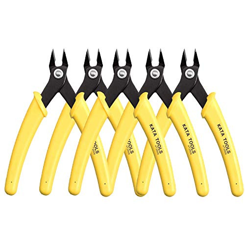 KATA 5Pack 4.5Inch Micro Wire Cutter Precision Mini Flush Cutters and Clean Cut Pliers for Electronics Model Jewelry Model Kits