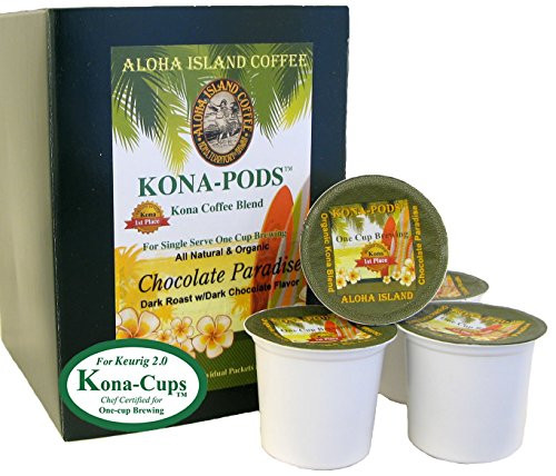 Chocolate Paradise Kona-One-Cups Exclusively for Keurig Model 2.0 K-cup coffee machines, Luxurious Kona Blend Coffee Kona-One-Cups, Box of 12 single-serve cups for Keurig 2.0 K-cup coffee machines