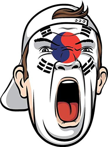 Korea Football Fan National Flag Face World Cup Soccer Sticker Decal Design - Peel and Stick Easy to Remove - Sticker Graphic - Die Cut