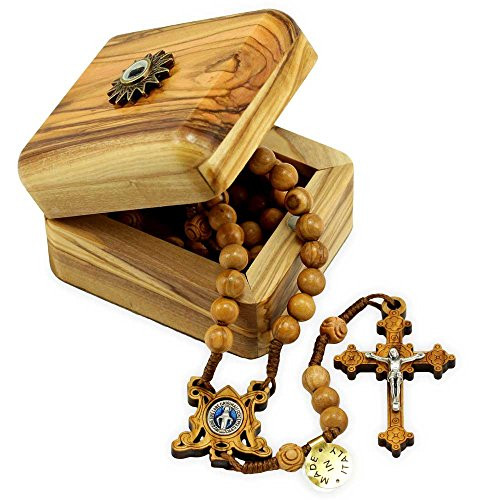 Olive Wood Rosary with Relic Wooden Box