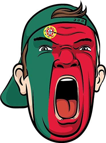 Portugal Europe Football Fan National Flag Face World Cup Soccer Sticker Decal Design - Sticker Graphic Decal for Cars Windows and Bumpers