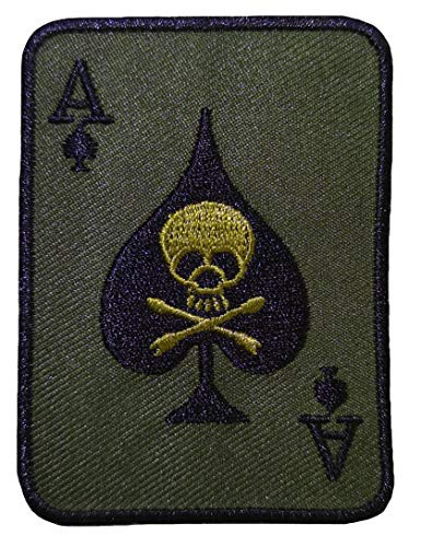 Papapatch Spades Card Cross Bone A Poker Embroidered Sew Iron on Patch - OD Olive Drab -Iron-SPAD-CROS-OD-