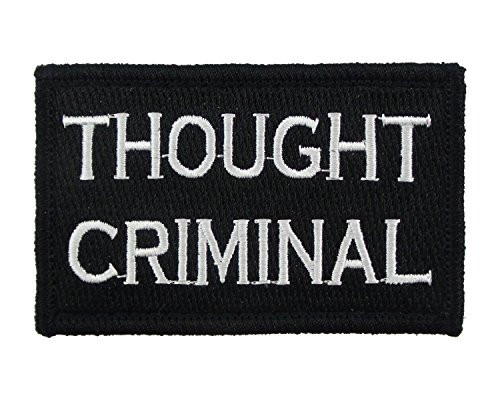 Thought Criminal Patch Fully Embroidered with Hook and Loop Morale Tags -Black and White-