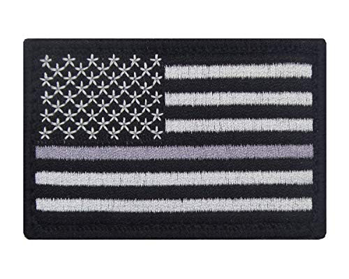 Thin Gray Line Hook and Loop Corrections Officer Support Correctional OfficerFlag Patch Morale Tags Fully Embroidered -Black and White-