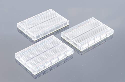 ACROBOTIC 3-Pack Clear Solderless Half Breadboard 400 Tie Points with 4 Power Rails and Double Sided Tape for Raspberry Pi and Arduino Pins Prototype PCB Board