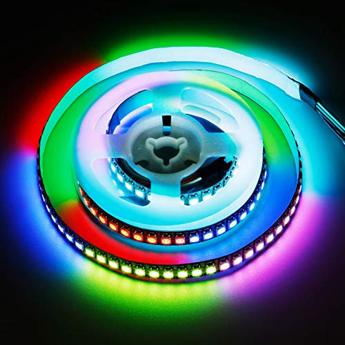 KXZM WS2812B Individually Addressable 5V RGB LED Strip Light 3.3ft 144Pixels  5050 SMD Dream Color No-Waterproof IP33 Black PCB LED Strips for DIY Projects