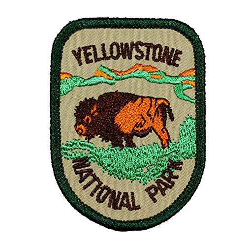 Yellowstone National Park Badge Patch Travel Bison Embroidered Iron On Applique Yellowstone National Park Badge Patch Travel Bison Embroidered Iron On Applique