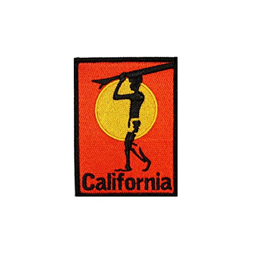 California Surfboard Patch Beach Bum Ocean Surf Embroidered Iron On Applique