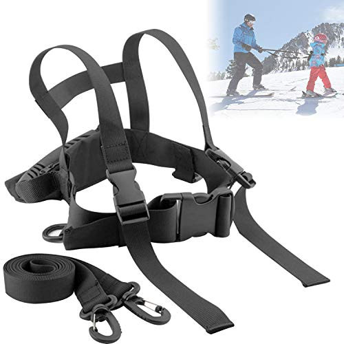 Broadsheet Kids Ski Shoulder Harness Leash Ski Training Harness  Skating  Snowboard  Roller Skating Training Harness  Shock Absorbing Teaches Speed Control  Perfect for Beginners -Black-