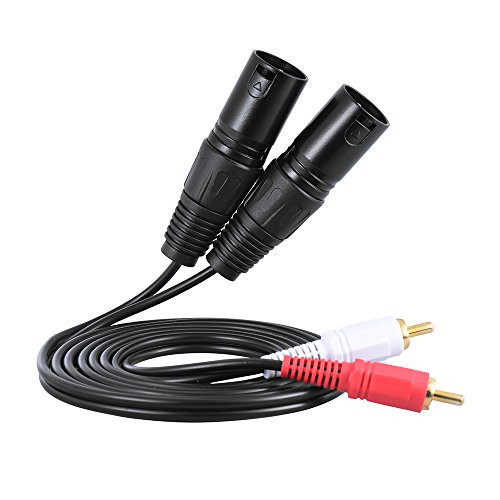 Lasamot 1.5m  5ft Stereo Audio Cable Cord Dual XLR Male to Dual RCA Male Plug for Mxing Console Microphone Amplifier