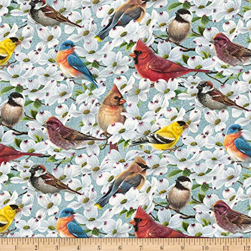Joys of Spring Birds and Flowers Cotton Fabric by Northcott