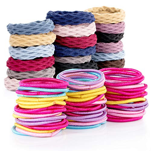 Elastic Hair Bands 120 Pcs Thick Seamless Cotton Hair Bands and Rubber Hair Ties for Thick Heavy and Curly Hair No Metal Ponytail Holder Elastic Hair Bands 120 Pcs Thick Seamless Cotton Hair Bands and Rubber Hair Ties for Thick Heavy and Curly Hair No Metal Ponytail Holder