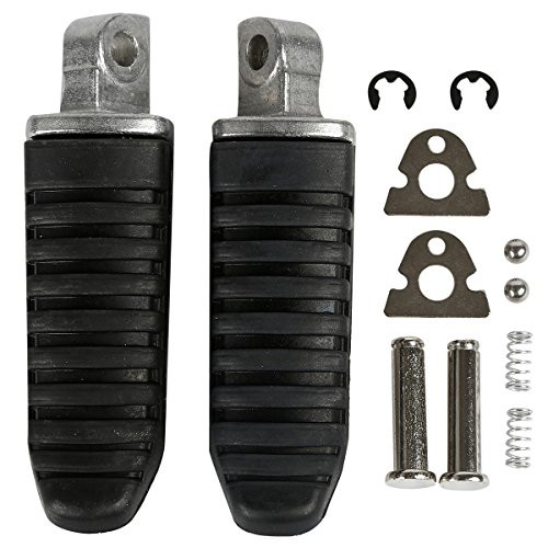 Tmct Silver Rear Black Rubber Inlay Foot Pegs Motorcycle Footpeg Footrest Bracket Set Fits For Suzuki Hayabusa GSX1300R 2008 2009 2010 2011 2012