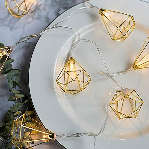 EONLYX Geometric Metal Lights 3M 20 LEDs Diamond Fairy String Lights Battery Powered Rose Gold Geometric Led Fairy Lights for Bedroom Wedding -Diamond- EONLYX Geometric Metal Lights 3M 20 LEDs Diamond Fairy String Lights Battery Powered Rose Gold Geometric Led Fairy Lights for Bedroom Wedding -Diamond-