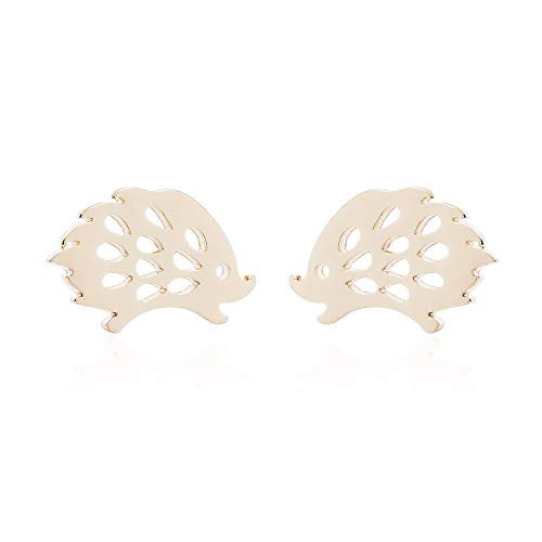 Tiny Stainless Steel Hedgehog Earrings Hypoallergenic Jewelry Lovely Animal Stud Earrings for Women Gifts -Gold- Tiny Stainless Steel Hedgehog Earrings Hypoallergenic Jewelry Lovely Animal Stud Earrings for Women Gifts -Gold-