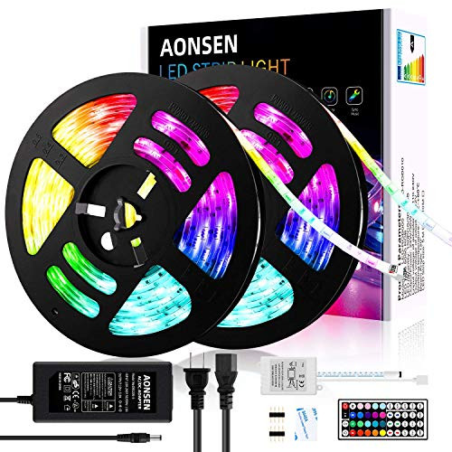 LED Strip Lights 32.8FT  RGB LED Light Strip 5050 Waterproof Tape Lights  Color Changing LED Strip Lights with Remote for Home Lighting Kitchen Bed Flexible Strip Lights for Bar Home Decoration