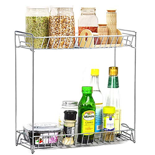 Spice Rack 2 Tier Standing Rack Kitchen Bathroom Countertop Storage Organizer Spice Jars Bottle Shelf Holder Rack