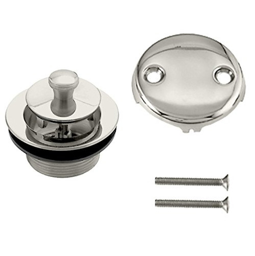 Westbrass Twist & Close Tub Trim Set with Two-Hole Overflow Faceplate, Polished Nickel, D94-2-05 Westbrass Twist & Close Tub Trim Set with Two-Hole Overflow Faceplate, Polished Nickel, D94-2-05