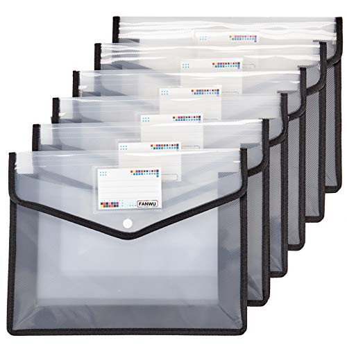 FANWU 6 Pack Plastic File Wallet Document Organizer with Flap and Snap Button Closure  Letter Size  2.8Expansion  Large Poly A4 Expandable File Folder for School Office Home Storage