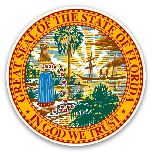 GT Graphics Express Florida State Seal - 3 inch Vinyl Sticker - for Car Laptop Water Bottle Phone - Waterproof Decal