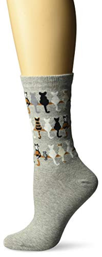 K. Bell Women s Cool Fun Novelty Casual Crew Socks  Cat Tails -Grey-  Shoe Size  4-10