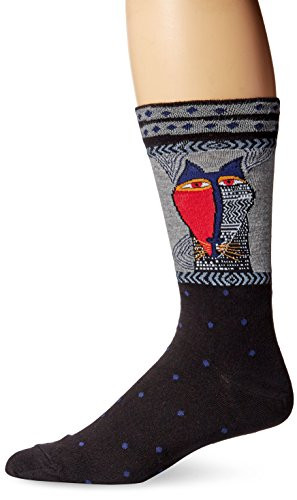 Laurel Burch Men s Crew Sock  Black Native Cat  10-13