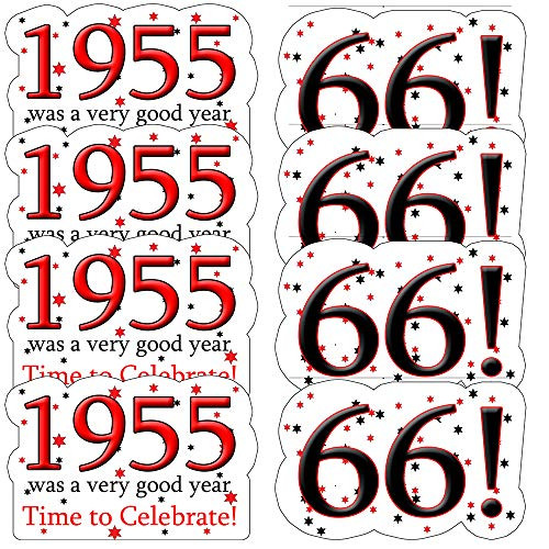 1955 66th Birthday Sticker Seal -24 Pieces- by Partypro