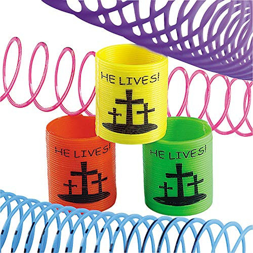 Fun Express - He Lives Mini Magic Spring for Easter - Toys - Value Toys - Magic Springs - Easter - 12 Pieces