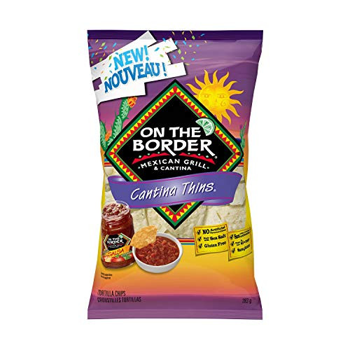 On The Border Cantina Thins Tortilla Chips 283g 10 oz. Bag -Imported from Canada-