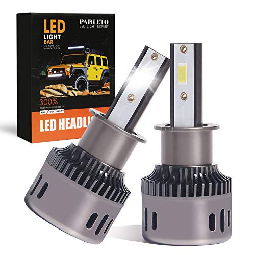Parleto H3 LED Headlight Bulb  50W 8000 Lumens Super Bright LED Conversion Kit 6000K Cool White IP68 Waterproof  Pack of 2