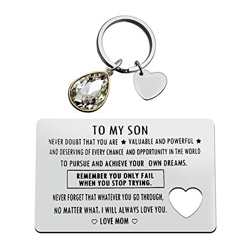 Engraved Wallet Insert Card for Son from Mom  Inspirational Gifts for Son  Son Wallet Card Gifts  Stainless Steel Son Birthday Card  Graduation Gifts Christmas Deployment Gifts for Son