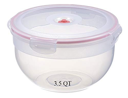 Lasting Freshness Vacuum Seal Food Storage Containers - Handheld Vacuum Food System - Quick Marinator - Round - 3.3Liter  3.5Qt  0.8 Gallon - Coral Color