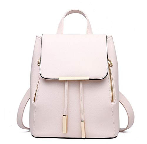 B and E LIFE Fashion Shoulder Bag Rucksack PU Leather Women Girls Ladies Backpack Travel bag -Beige-