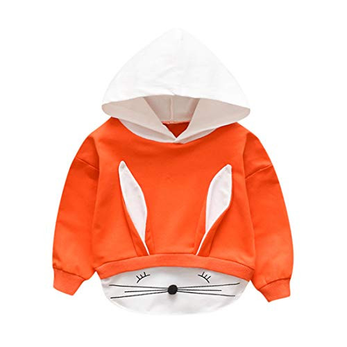 3M-3T Toddler Baby Boys Girls Long Sleeve Hoodie Sweatshirt Tops Cartoon Rabbit Ears Guard Coat Clothes -Orange  12-18 Months-