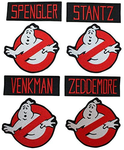 Lot of 8 Ghostbusters Name Tags  and  No Ghost Sign Logo Patches