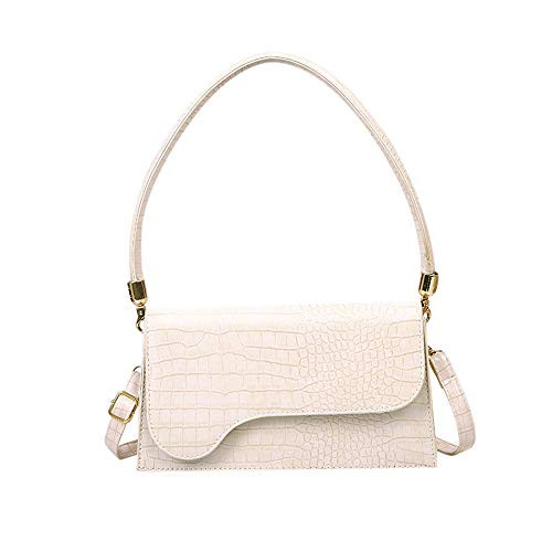 AMHDV Retro Classic Clutch Shoulder Bag Crocodile Pattern Small Crossbody Handbag for Women -03off-white-