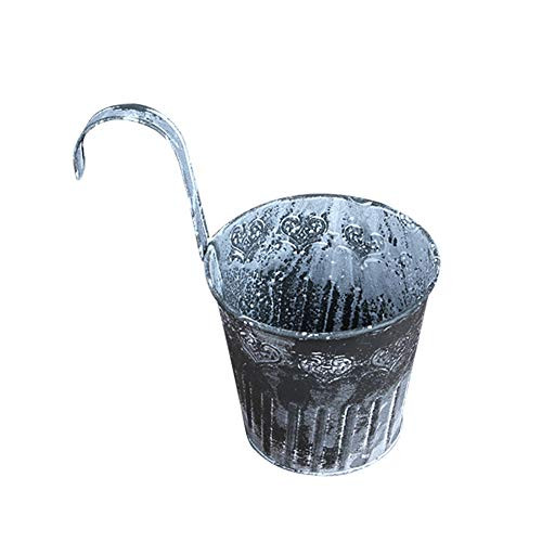 BELUPAI 3PCS Iron Hanging Flower Pots  Retro Metal Flowerpot  Detachable Hook  Balcony Planters Metal Bucket Flower Holders for Railing  Fence  Window  Patio  Garden