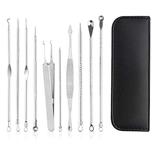 Pimple Popper Tool Kit  Owlbbabies 9 PCS Blackhead Remover Extractor Tool Kit with Storage Bag  Stainless Professional Comedone Extractor Tool for Pimples  Blackheads  Zit Removing