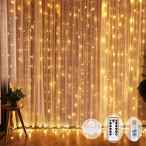 300 LED Window Curtain String Light 8 Modes USB Powerd with Remote Window String Fairy Lights for Bedroom Party Wedding Home Garden Christmas-9.8ft X 9.8ft  Warm White- -Warm White-9.8ft- 300 LED Window Curtain String Light 8 Modes USB Powerd with Remote Window String Fairy Lights for Bedroom Party Wedding Home Garden Christmas-9.8ft X 9.8ft  Warm White- -Warm White-9.8ft-