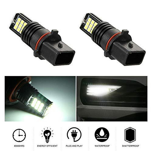 TOTMOX Car LED Light Bulbs  2PCS P13W 1200LM 6000K Fog Light Bulbs Daytime Running Lights for Auto Vehicle  White Light