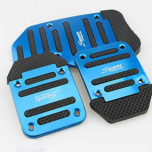 MACHSWON 3pcs Car Non-Slip Foot Treadle Car Auto Aluminium Pedals Cover Pad Gas Brake Treadle Clutch Pedal Cover Pad Manual Pedals -Blue-
