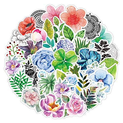 Plant  and  Flowers Stickers Pack for Teens Adults Boys Girls Trendy Aesthetic Waterproof Vinyl Stickers for Waterbottle Computer Hydroflasks Latop Helmet Phone Luggage Refrigerator Tablet-50-Pcs-