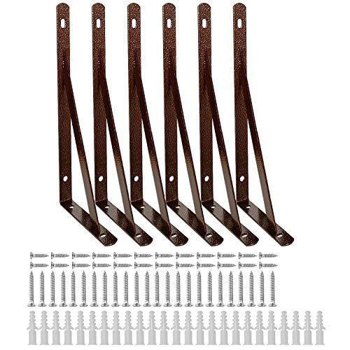 ESPEN 6 Pcs Heavy Duty Shelf Brackets  7.8 x 4.7 Inch Floating Shelves Tripod Triangle Shelf Brackets  90 Degree Angle Wall Mounted Shelf Supporter Bracket Frame  Whiteket Frame  Red Bronze
