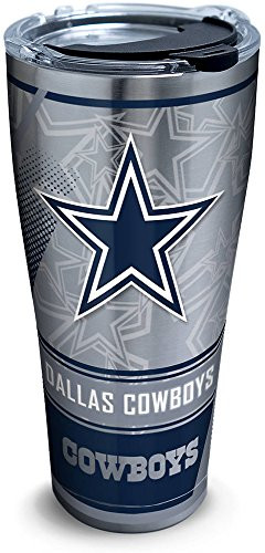 Tervis 1266717 NFL Dallas Cowboys Edge Stainless Steel Tumbler with Clear and Black Hammer Lid 30oz, Silver