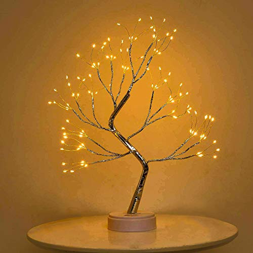 Fairy Lights Tree lamp  Spirit Tree Lamp DIY Artificial Tree Light USB Battery-Powered Touch Switch Artificial Bonsai Tree Light for Party Home Decoration-108LED Warm White Glow-