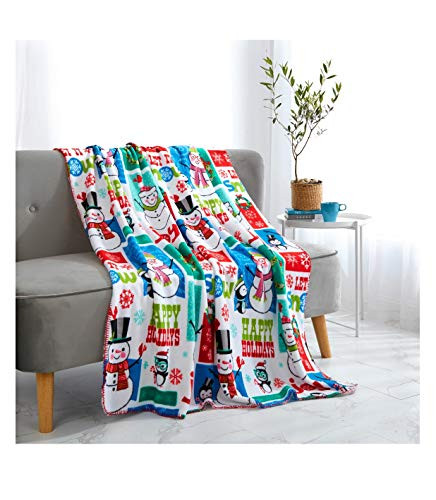 MAINSTAYS Micro Plush THROW BLANKET Christmas Patchwork Size 50 in X 60 in - 127 cm X 152 cm -