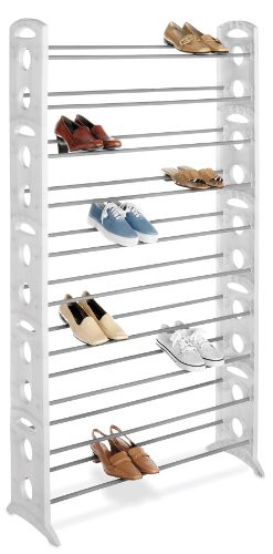 Whitmor Floor 50 Pair Shoe Tower 10 Tier White