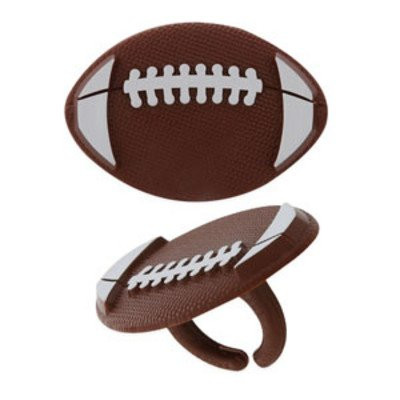 CakeSupplyShop 24pack Football Cupcake   Desert   Food Decoration Topper Rings with Favor Stickers  and  Sparkle Flakes